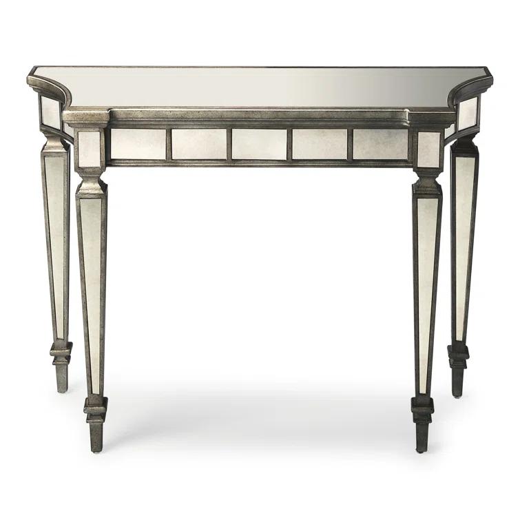 Butler Specialty Masterpiece Mirrored Demilune Console Table In Pewter