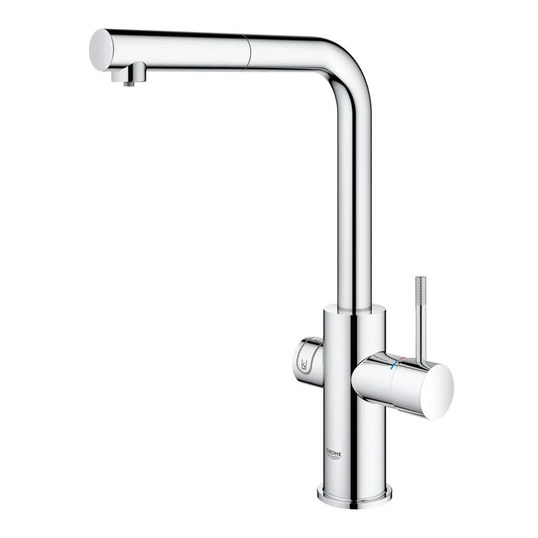 Blue Pull Out Single Handle Kitchen Faucet with Accessories