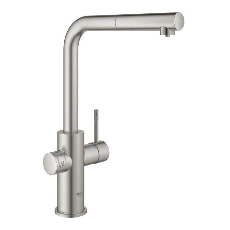 Blue Pull Out Single Handle Kitchen Faucet with Accessories