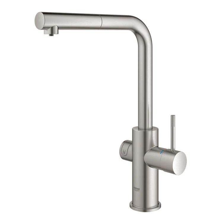 Blue Pull Out Single Handle Kitchen Faucet with Accessories