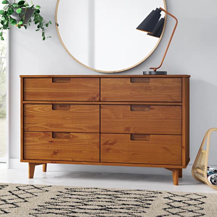 Yarber 6 Drawer Solid Wood Double Dresser