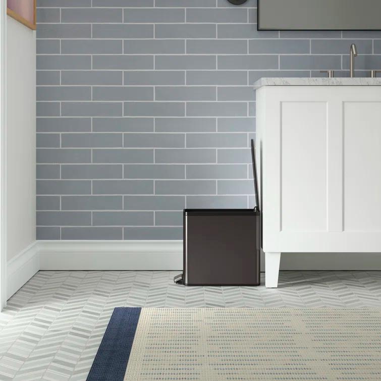Reset 2.5-Gallon Bathroom Trash Can, Slim Stainless Steel Step Trash Can with Quiet-Close Lid