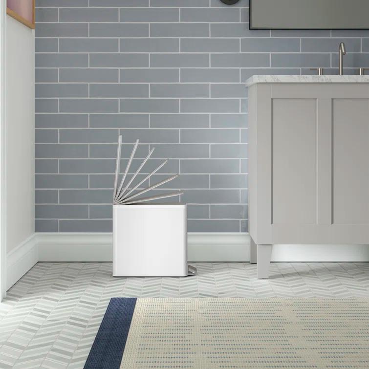 Reset 2.5-Gallon Bathroom Trash Can, Slim Stainless Steel Step Trash Can with Quiet-Close Lid