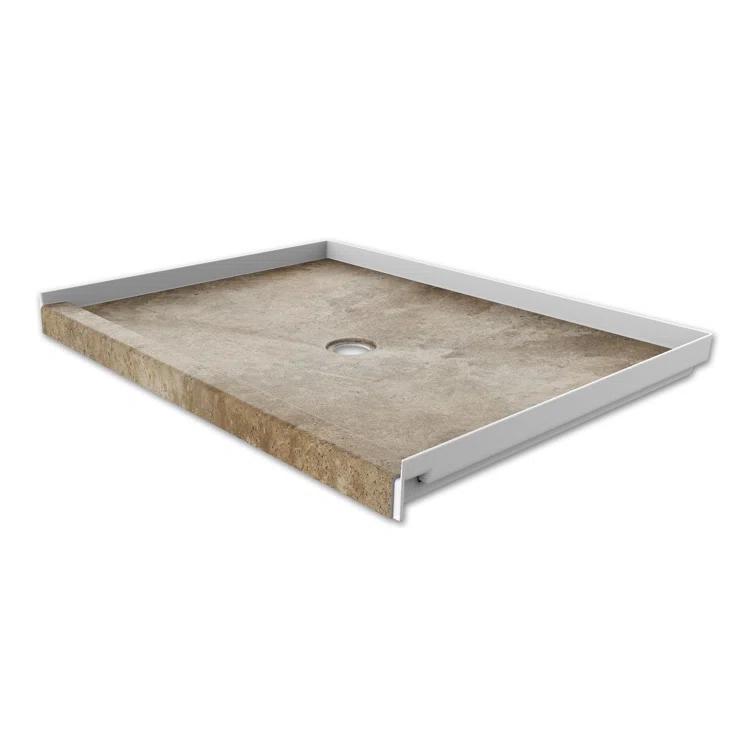 FlexStone 48"L x 34"W Single Threshold Alcove Shower Base with Center Drain