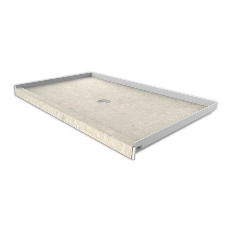 FlexStone 60"L x 36"W Single Threshold Alcove Shower Base with Center Drain