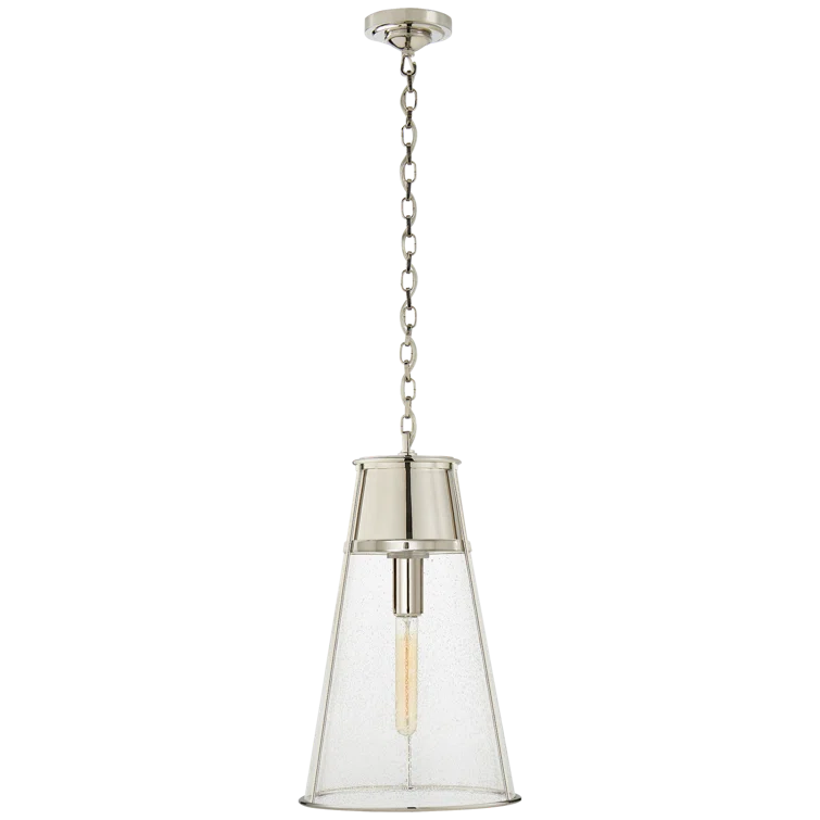 Robinson Contemporary Seeded Glass & Polished Nickel Pendant