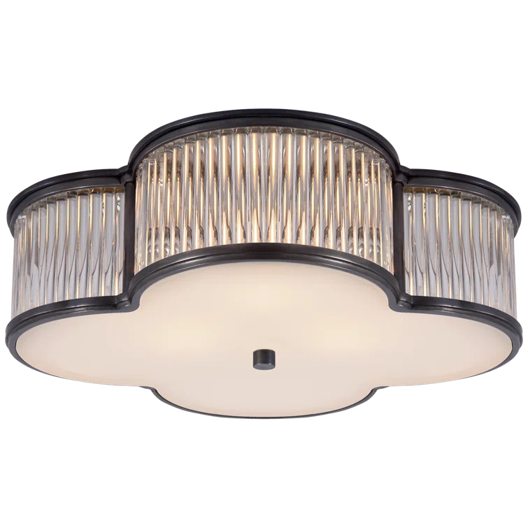 Basil Gun Metal and Clear Glass 17" Flush Mount Light