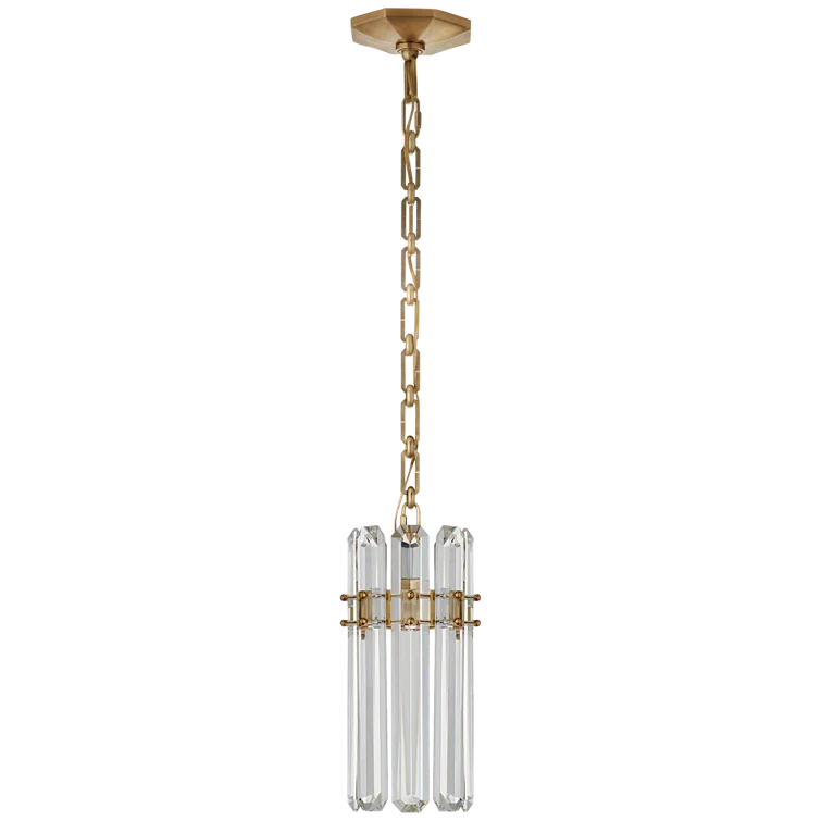14.25" Crystal Antique Brass Indoor/Outdoor Pendant Light