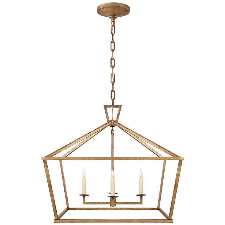 Darlana Gilded Iron Medium Wide 4-Light Chandelier with Crystal Accents