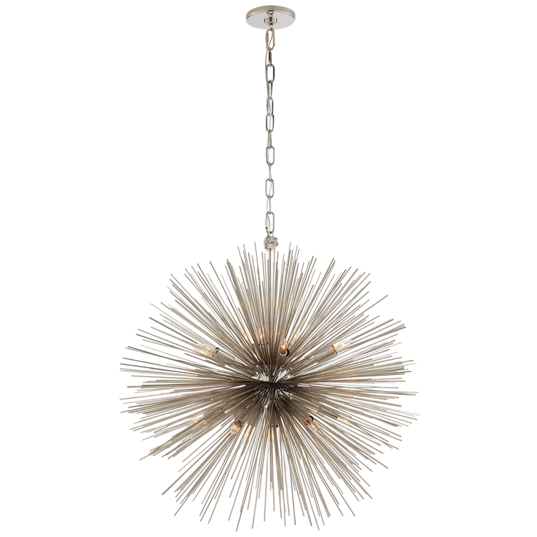 Strada Radiant Quill 20-Light Polished Nickel Crystal Chandelier