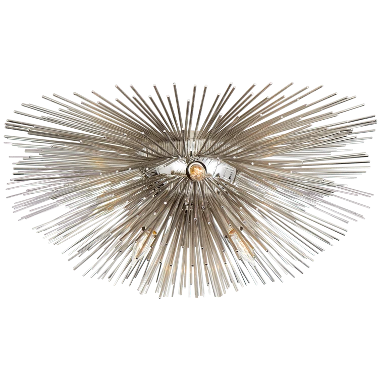 Strada Polished Nickel Crystal Indoor Flush Mount Light