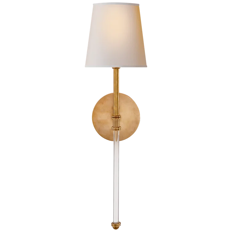 Hand-Rubbed Antique Brass and Fabric Wall Sconce