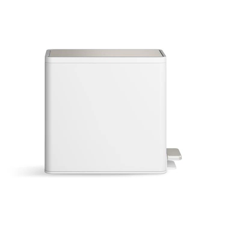 Reset 2.5-Gallon Bathroom Trash Can, Slim Stainless Steel Step Trash Can with Quiet-Close Lid