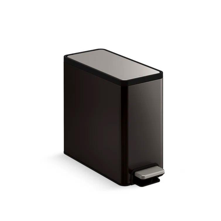 Reset 2.5-Gallon Bathroom Trash Can, Slim Stainless Steel Step Trash Can with Quiet-Close Lid