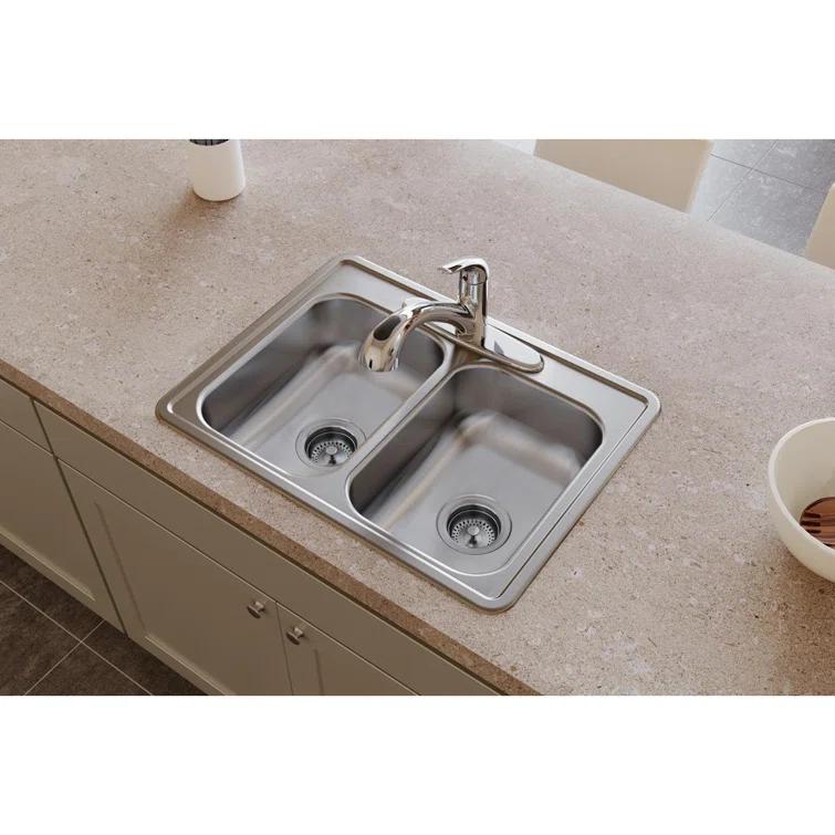 Dayton 25" L x 19" W Double Basin Drop-In Kitchen Sink