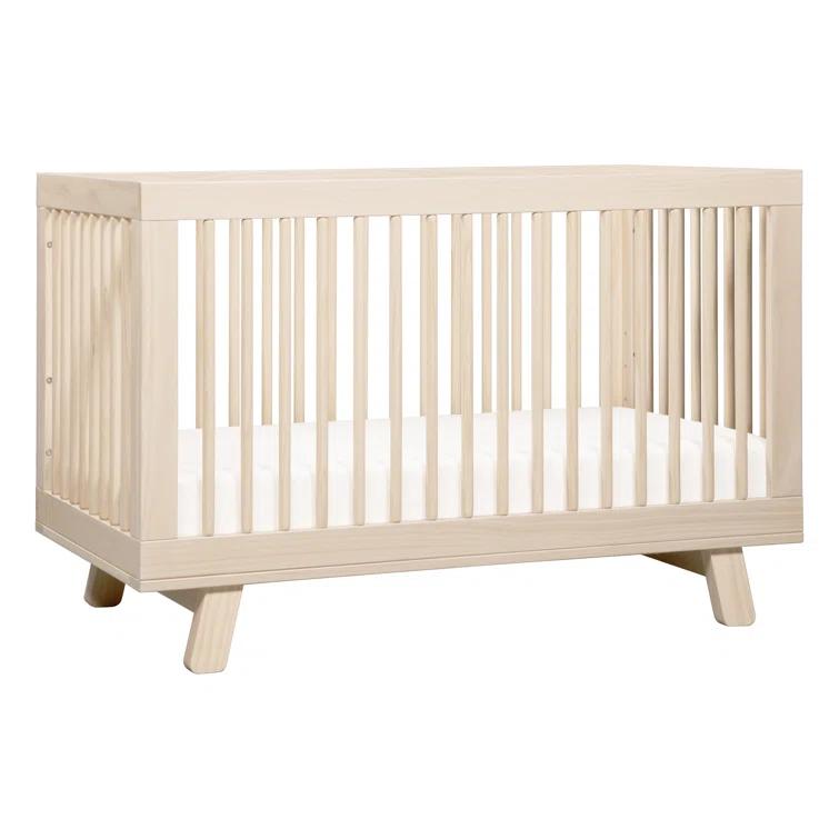 Babyletto Hudson Washed Natural Wood 3-in-1 Convertible Baby Crib with Toddler Bed Conversion Kit