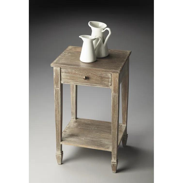 Coastal Chic Acacia Wood Rectangular Side Table with Storage