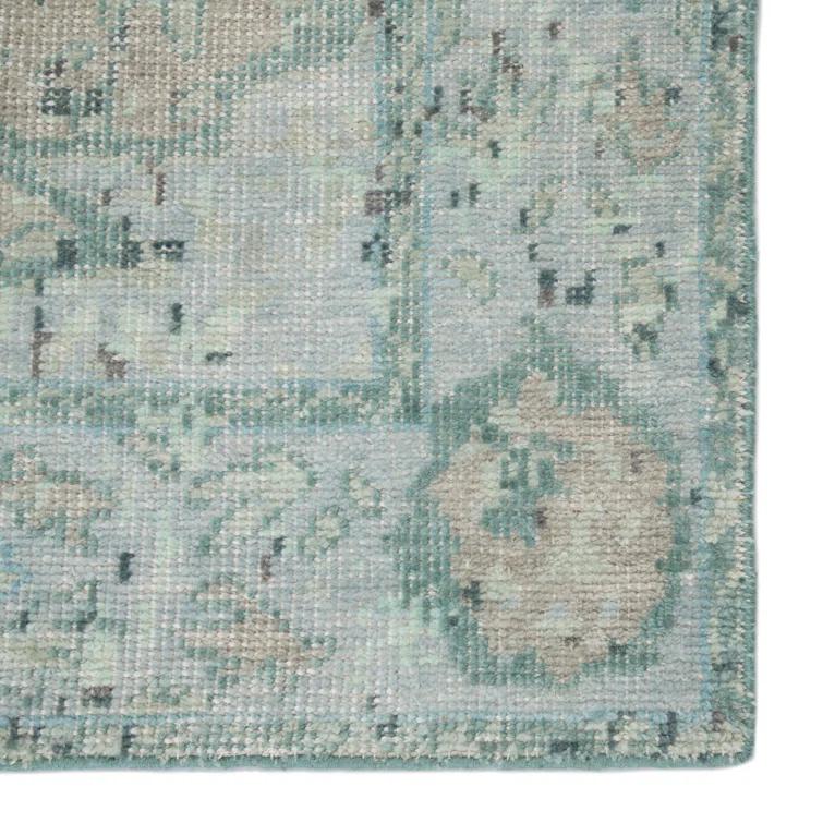 Gray and Beige Hand-Knotted Wool Medallion Rug, 12' x 15'