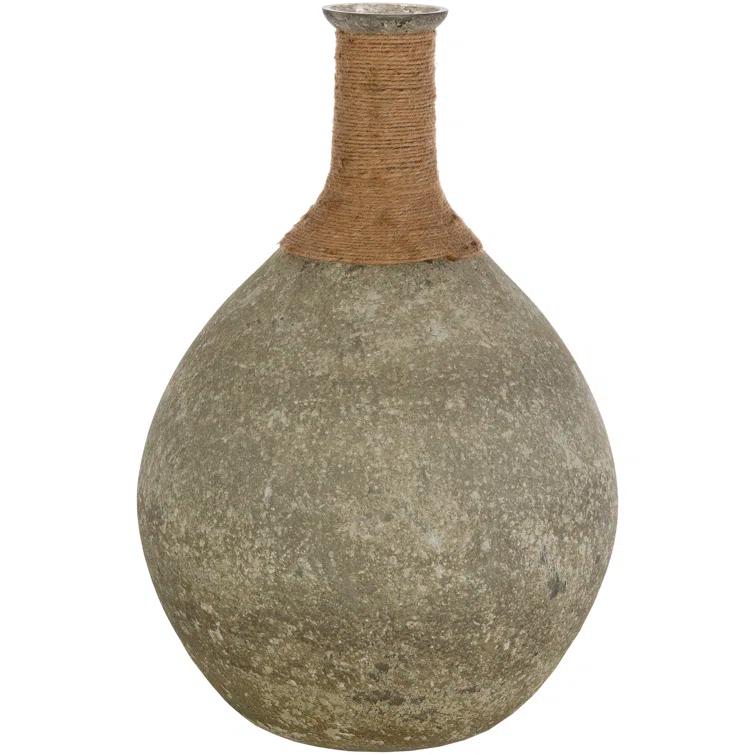Glacia Sage and Tan Jute Wrapped Glass Floor Vase