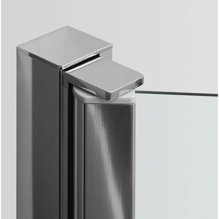Whiston 32 In. x 56-15/16 In. Pivot Bath Screen in Silver Frame Finish with Smooth/Clear Glass Texture Tub Door