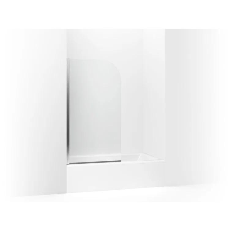 Whiston 32 In. x 56-15/16 In. Pivot Bath Screen in Silver Frame Finish with Smooth/Clear Glass Texture Tub Door