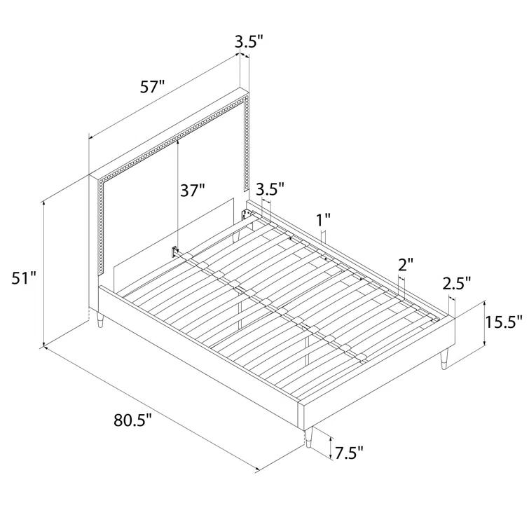 Audrey Upholstered Low Profile Platform Bed