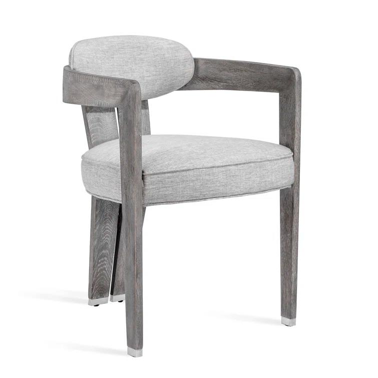 Maryl 20'' H Linen Upholstered Oak Armchair