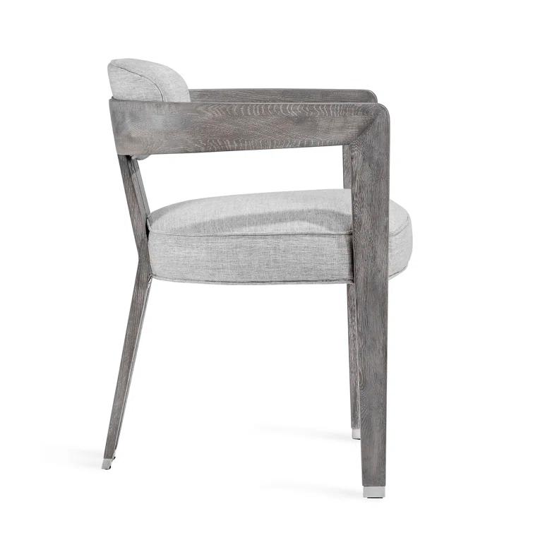 Maryl 20'' H Linen Upholstered Oak Armchair