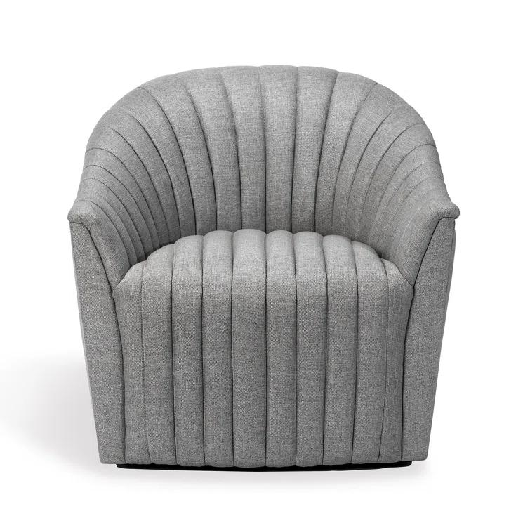 Channel Upholstered Swivel Barrel Chair