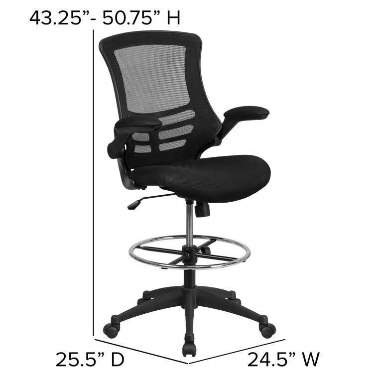 Archimedes Mid-Back Swivel Office Chair with Foot Ring and Flip-Up Arms