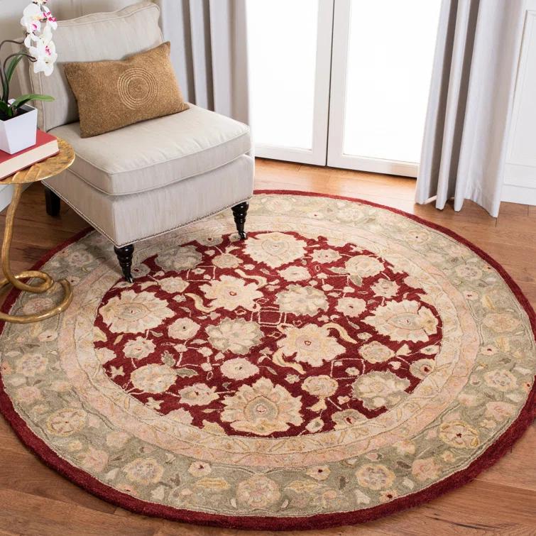 Anatolia AN522 Hand Tufted Indoor Area Rug - Red/Moss - 8'x8' - Safavieh