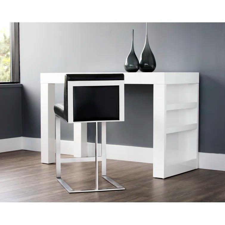 Dean Black Leather and Stainless Steel Counter Stool