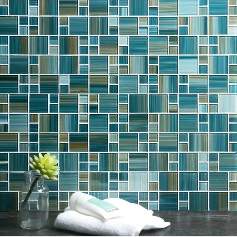 Swimming Pool Random Sized Straight Edge Glass Mosaic Tile