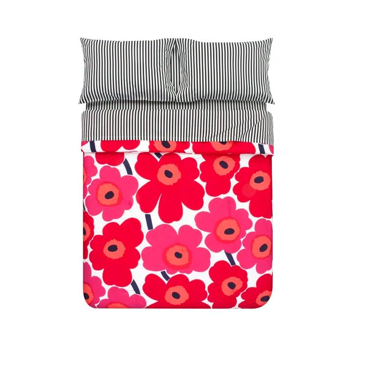 Marimekko Unikko Cotton Red Duvet Cover Set