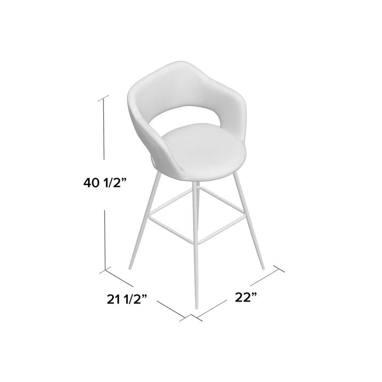 LumiSource Set of 2 Margarite Barstools Black Metal/Gray Faux Leather