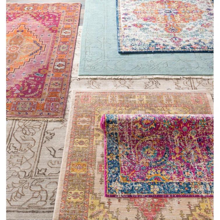 Hand-Knotted Light Blue Wool Floral Motif Area Rug