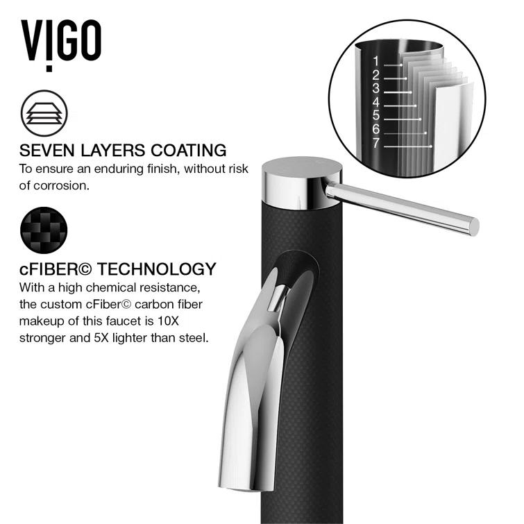Lexington Single Handle Single-Hole Bathroom Vessel Faucet with Carbon Fiber
