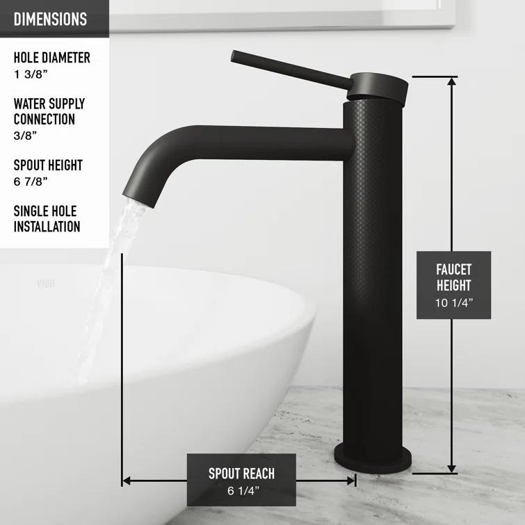 Lexington Single Handle Single-Hole Bathroom Vessel Faucet with Carbon Fiber
