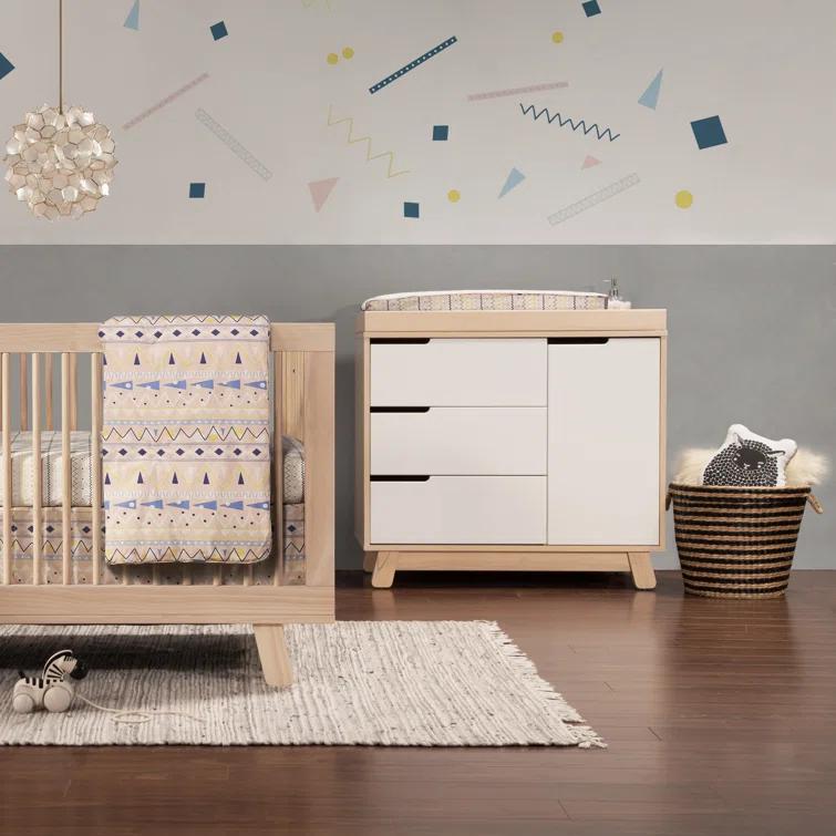 Babyletto Hudson Washed Natural Wood 3-in-1 Convertible Baby Crib with Toddler Bed Conversion Kit
