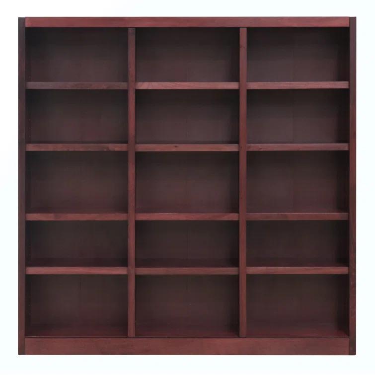 Winston Porter Flannagan Triple Wide Wood Bookcase, 15 Bookshelf, 72 inch Tall Storage and Display Bookshelf for Home Office and Living Room