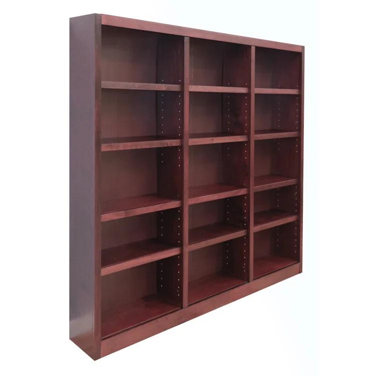 Winston Porter Flannagan Triple Wide Wood Bookcase, 15 Bookshelf, 72 inch Tall Storage and Display Bookshelf for Home Office and Living Room