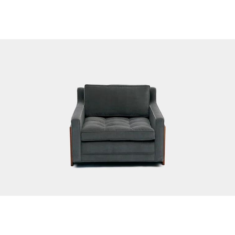 35" Wide Flannel Velvet Armchair with Walnut Legs