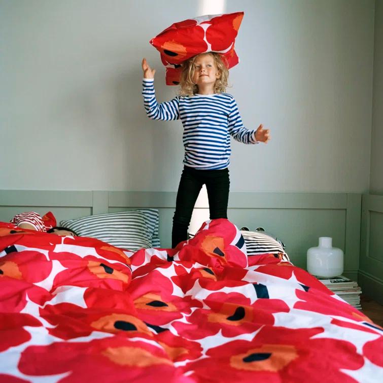 Marimekko Unikko Cotton Red Duvet Cover Set