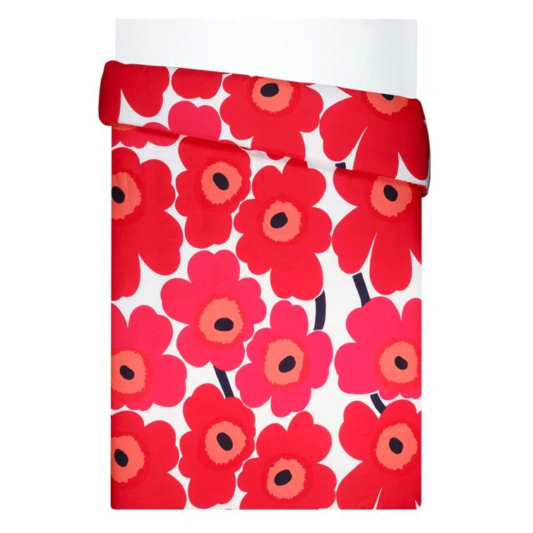 Marimekko Unikko Cotton Red Duvet Cover Set