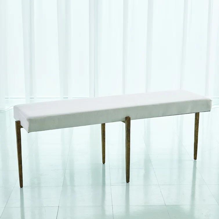 Global Views Laforge Bench-Antique Gold w/Muslin Cushion-Lg