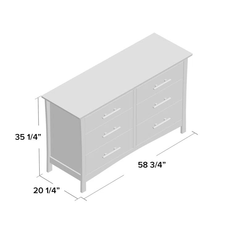 Monterey Solid Wood 58.75'' W 6 - Drawer Dresser