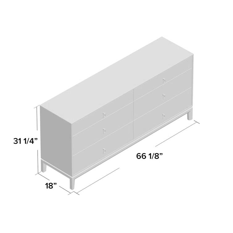 Mansfield 6 Drawer 66.13" W Solid Wood Dresser
