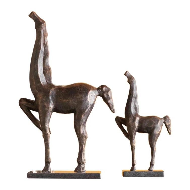 Contemporary Cubist Horse Statue in Bronze Patina Metal, 20.75"H