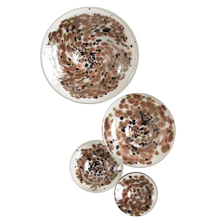 Global Views 4 Piece Glass Wall Mushroom Set-Metallic