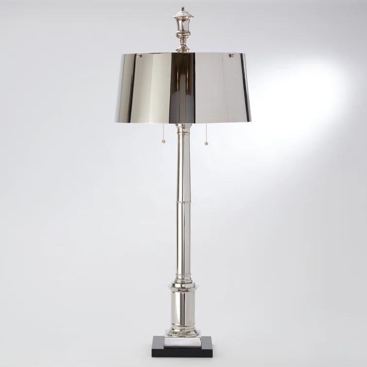 Grand Library 48" Nickel Table Lamp with Marble Base